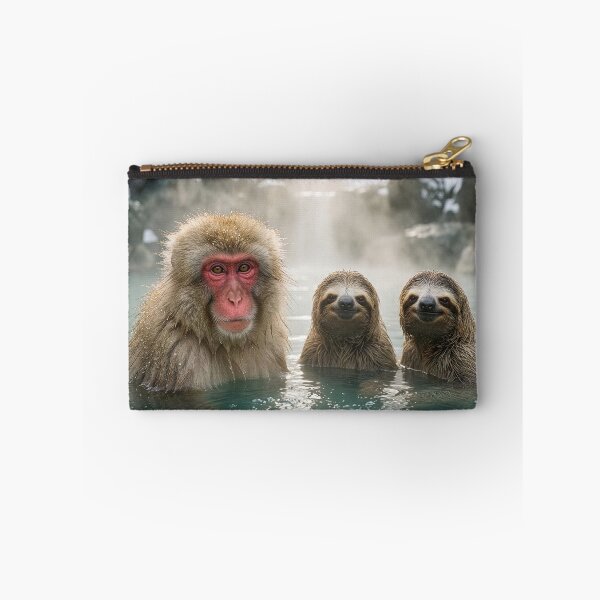 Item preview, Snow Monkey Welcomes Sloth Friends in Onsen designed and sold by Tridentulus.