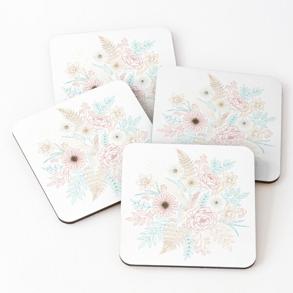 Item preview, Delicate Boho Hummingbird Wildflower Line Art designed and sold by chattsuede.