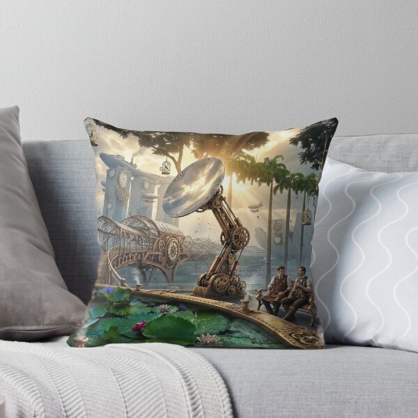 Item preview, Victorian Sci-Fi Singapore Skyline: Brass Gears and Lily Ponds designed and sold by steampunkimages.