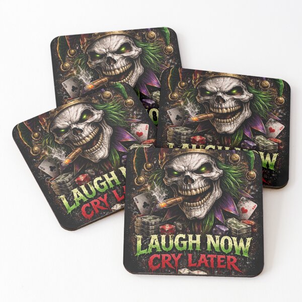 Item preview, Laugh Now Cry Later Joker Skull Dark Streetwear Graphic Design designed and sold by Sunny Flamingo Studio.