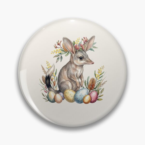 Item preview, Greater Bilby with Wildflower Crown and Easter Eggs - Australian Wildlife Watercolor Art designed and sold by Wennebabs.