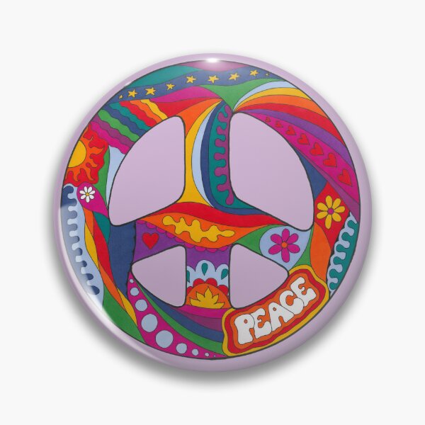 Item preview, Psychedelic Peace Symbol Art Lilac– Retro Hippie Rainbow Groovy Peace Design designed and sold by Kellie Espie Art.
