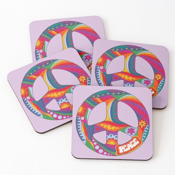 Item preview, Psychedelic Peace Symbol Art Lilac– Retro Hippie Rainbow Groovy Peace Design designed and sold by Kellie Espie Art.