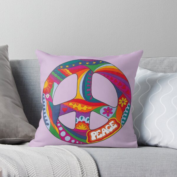 Item preview, Psychedelic Peace Symbol Art Lilac– Retro Hippie Rainbow Groovy Peace Design designed and sold by Kellie Espie Art.
