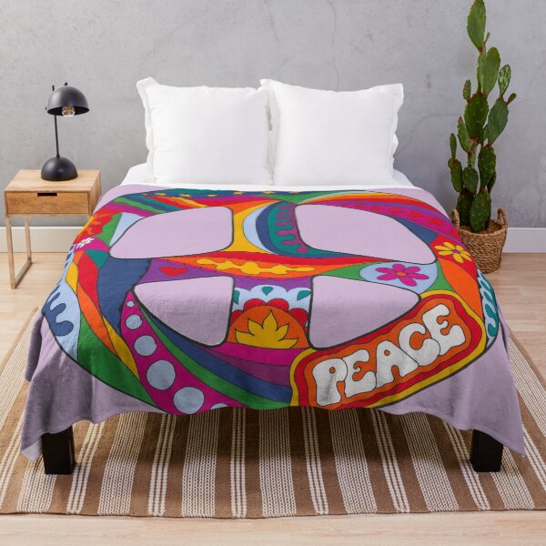 Item preview, Psychedelic Peace Symbol Art Lilac– Retro Hippie Rainbow Groovy Peace Design designed and sold by Kellie Espie Art.