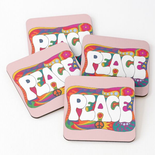 Item preview, Psychedelic Peace and Love Art Pink– Retro Hippie Rainbow Groovy Peace Design designed and sold by Kellie Espie Art.
