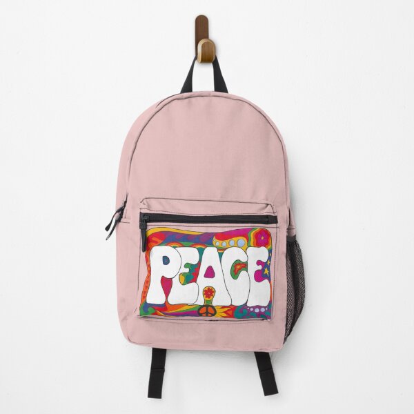 Item preview, Psychedelic Peace and Love Art Pink– Retro Hippie Rainbow Groovy Peace Design designed and sold by Kellie Espie Art.