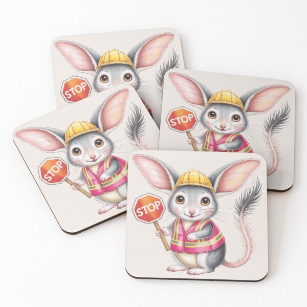Item preview, Cute Lady Tradie Bilby – Australian Pink Hi-Vis Construction Art designed and sold by Wennebabs.