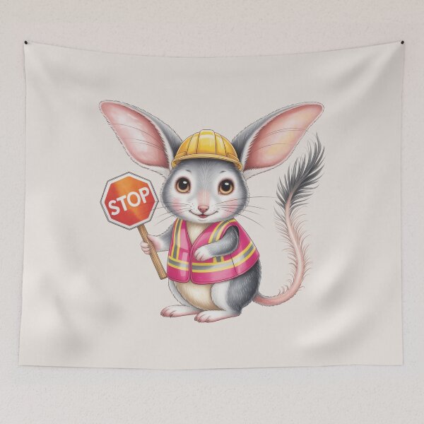 Item preview, Cute Lady Tradie Bilby – Australian Pink Hi-Vis Construction Art designed and sold by Wennebabs.