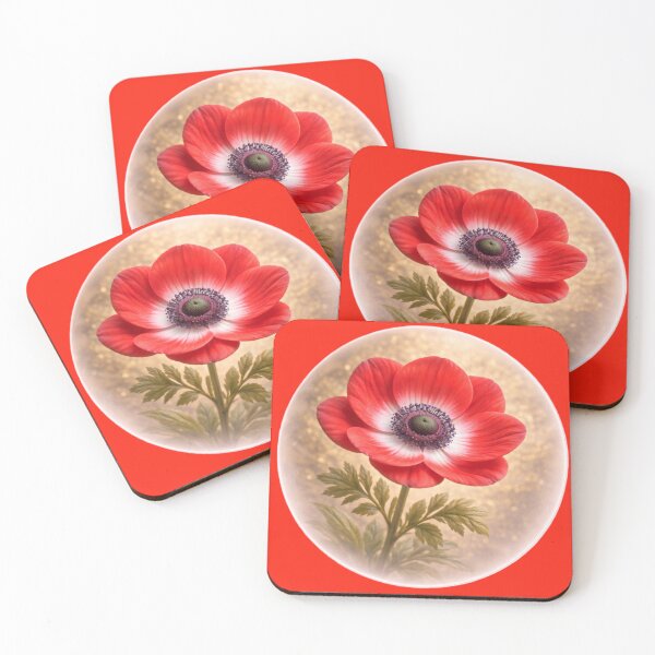 Item preview, Scarlet Garden Anemone – Striking Floral Portrait designed and sold by TheJoyfulPen.