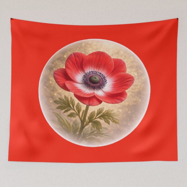 Item preview, Scarlet Garden Anemone – Striking Floral Portrait designed and sold by TheJoyfulPen.