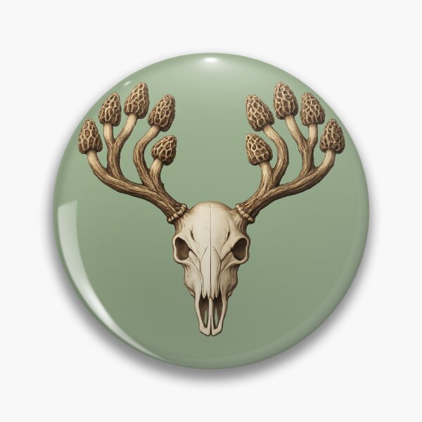 Item preview, Morel Mushroom Buck Skull  designed and sold by GoodLifeMorels.