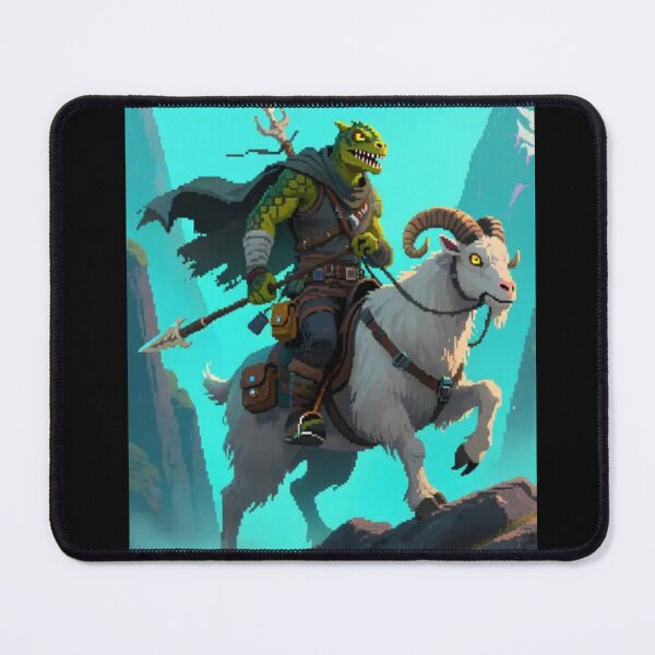 Item preview, Lizard Warrior Riding a Goat – Fantasy Adventurer Pixel Art designed and sold by EpicMerchRealm.