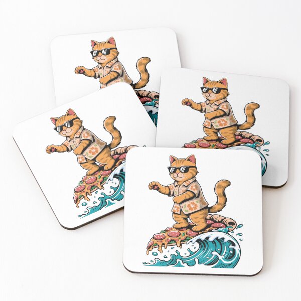 Item preview, Funny Hawaiian Shirt Cat Surfing Pizza Wave designed and sold by k3rstman1.