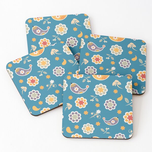 Item preview, Scandinavian Folk Bird Floral Pattern – Retro Nordic Cute Flower Design designed and sold by CHANCHANAI.