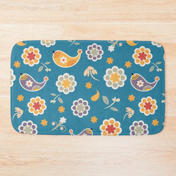 Item preview, Scandinavian Folk Bird Floral Pattern – Retro Nordic Cute Flower Design designed and sold by CHANCHANAI.
