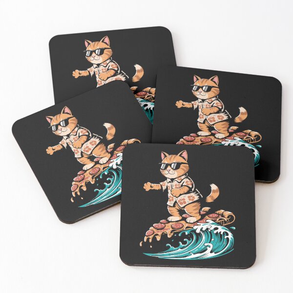 Item preview, Cool Cat Surfing Pizza Slice Tropical Wave designed and sold by k3rstman1.