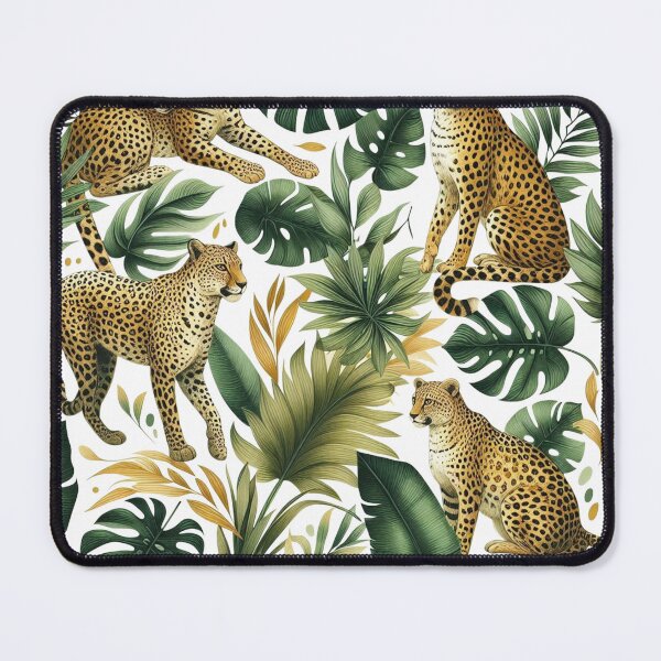 Item preview, Cheetahs in the Rainforest: Botanical Pattern of Green Leaves designed and sold by Unsololugar.