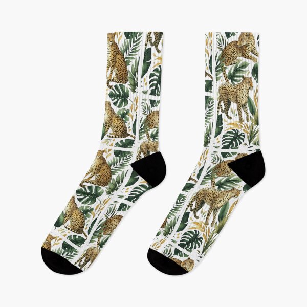 Item preview, Cheetahs in the Rainforest: Botanical Pattern of Green Leaves designed and sold by Unsololugar.