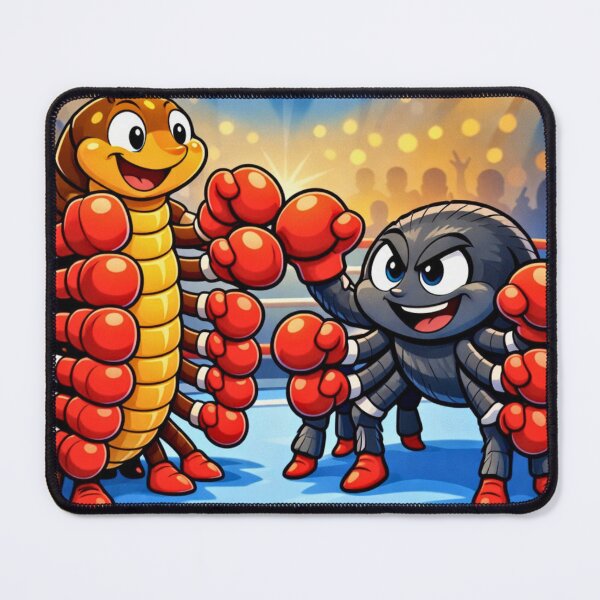 Item preview, Funny Bug Boxing Cartoon – Centipede vs Spider Fight Cute Insect Illustration designed and sold by AnimalMarvels.