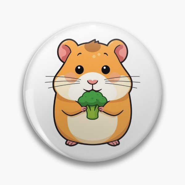 Item preview, Tiny Hamster Eating Broccoli Cute Pet Sticker designed and sold by NeonNerdStudio.