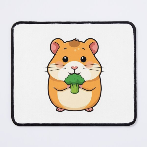 Item preview, Tiny Hamster Eating Broccoli Cute Pet Sticker designed and sold by NeonNerdStudio.