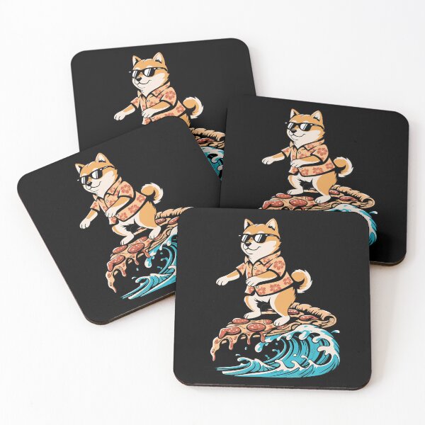 Item preview, Shiba Inu Surfing Pizza Slice Ocean Wave designed and sold by k3rstman1.
