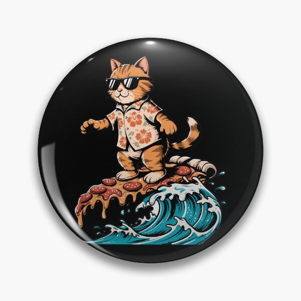 Item preview, Surfing Pizza Cat In Hawaiian Shirt designed and sold by k3rstman1.