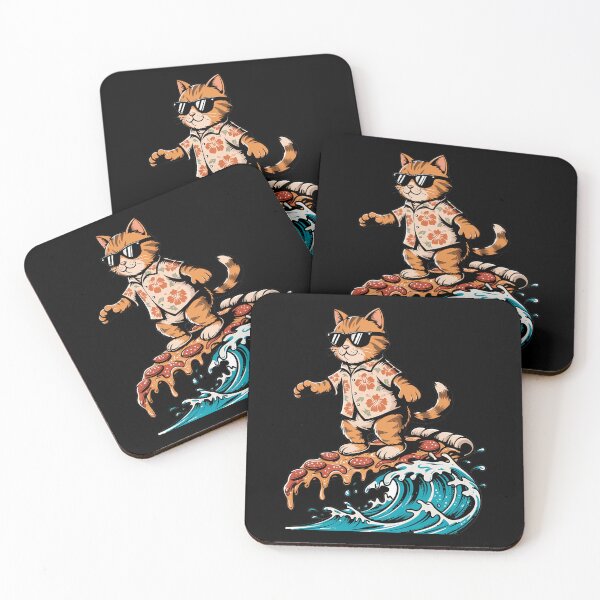 Item preview, Surfing Pizza Cat In Hawaiian Shirt designed and sold by k3rstman1.