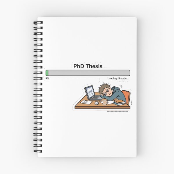 Item preview, Sarcastic Academic Humor Sticker: PhD Thesis Progress 3% & Exhausted Student designed and sold by AuroraPixelDa.