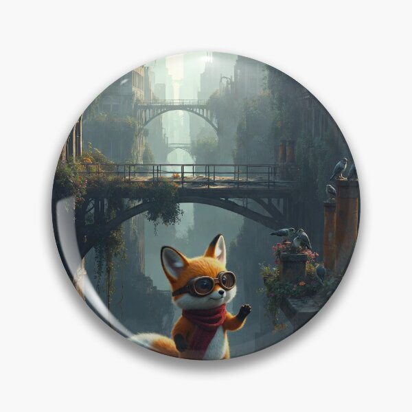 Item preview, Tiny fox Pip on crumbling urban rooftop. designed and sold by pipworldstudio.
