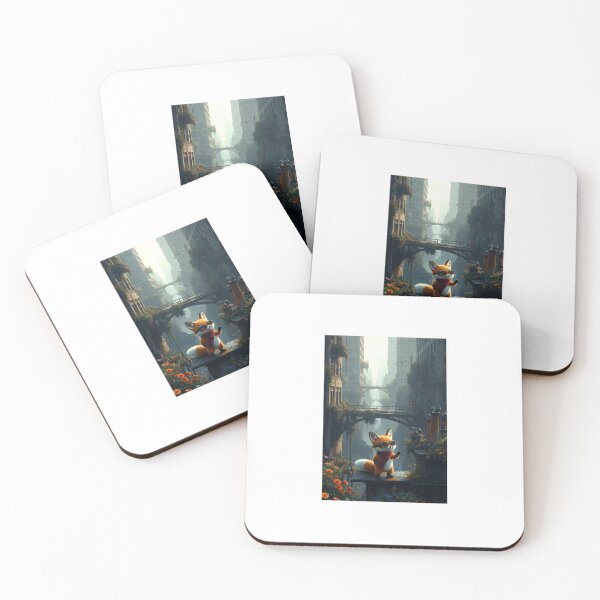 Item preview, Tiny fox Pip on crumbling urban rooftop. designed and sold by pipworldstudio.
