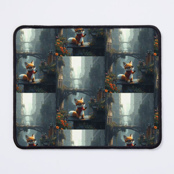 Item preview, Tiny fox Pip on crumbling urban rooftop. designed and sold by pipworldstudio.