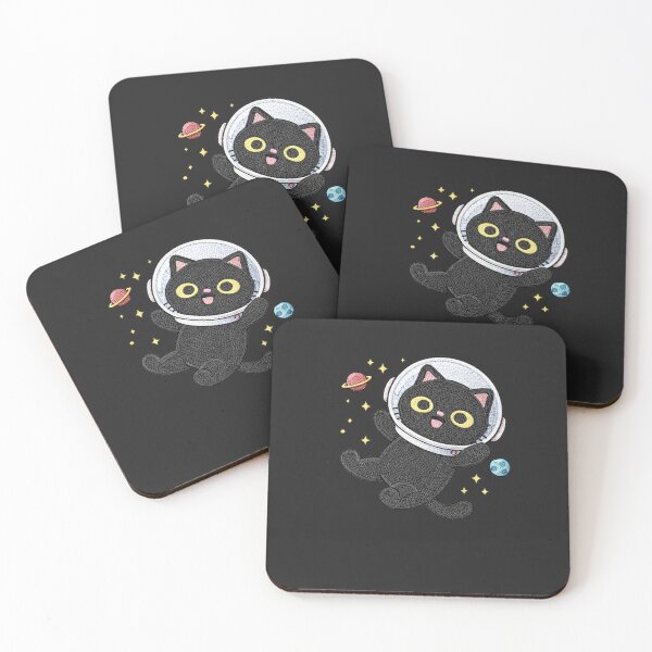 Item preview, Cute Kawaii Black Cat Astronaut – Embroidery Patch Style Space Kitty designed and sold by ColorSplash123.