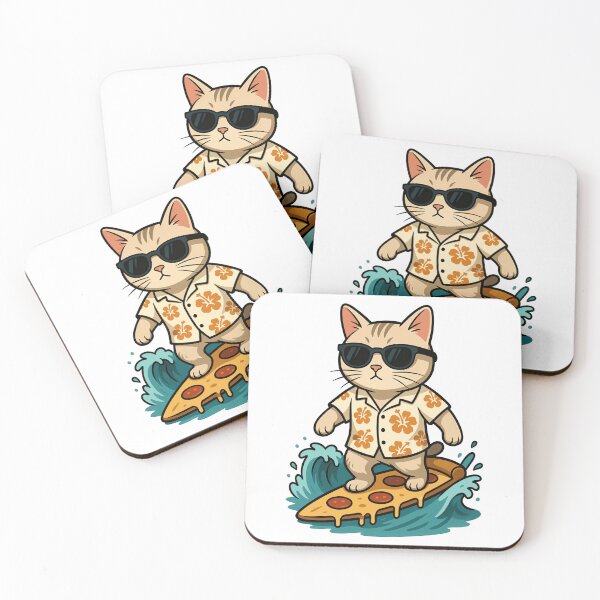 Item preview, Funny Surfer Cat on Pizza Slice Wave designed and sold by k3rstman1.