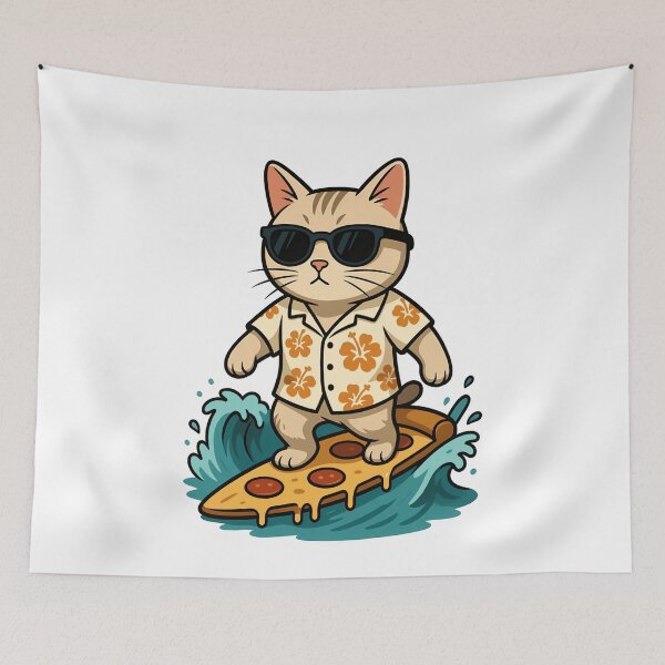 Item preview, Funny Surfer Cat on Pizza Slice Wave designed and sold by k3rstman1.