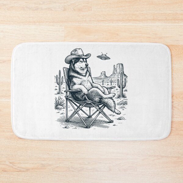 Item preview, Vintage Alaskan Malamute Cowboy UFO Western Alien Dog Lover designed and sold by DoodleTortle.