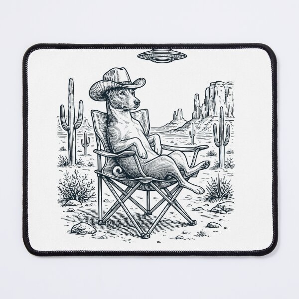 Item preview, Vintage Basenji Cowboy UFO Western Alien Dog Lover designed and sold by DoodleTortle.