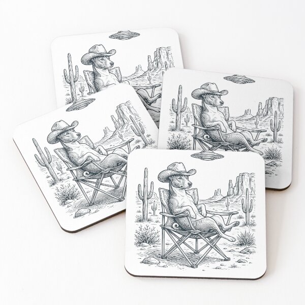 Item preview, Vintage Basenji Cowboy UFO Western Alien Dog Lover designed and sold by DoodleTortle.