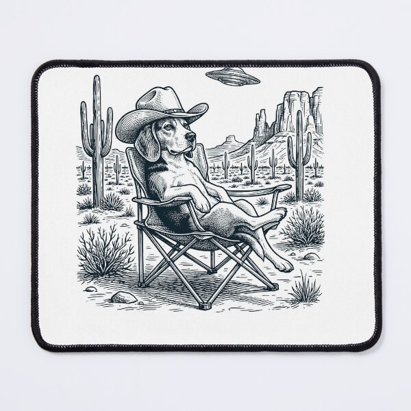 Item preview, Vintage Beagle Cowboy UFO Western Alien Dog Lover designed and sold by DoodleTortle.