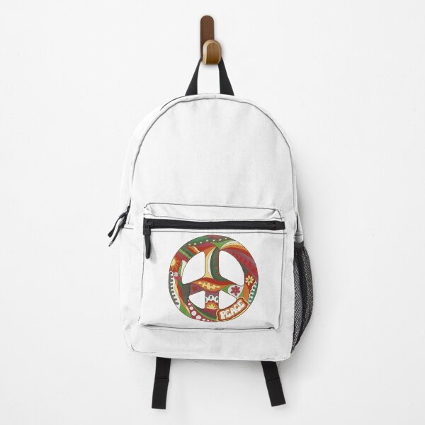 Item preview, Vintage Psychedelic Peace Symbol Art White– Retro Hippie Rainbow Groovy Peace Design designed and sold by Kellie Espie Art.
