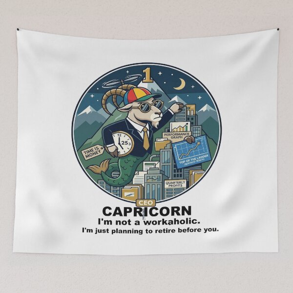 Item preview, Funny Capricorn Zodiac - "CEO Sea-Goat" Ambition Climbing Design designed and sold by ClaussShop.