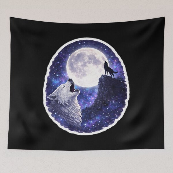 Item preview, Two Howling Wolves Moon – Wolf Cliffside Sky  designed and sold by ClutchCassidyTees.