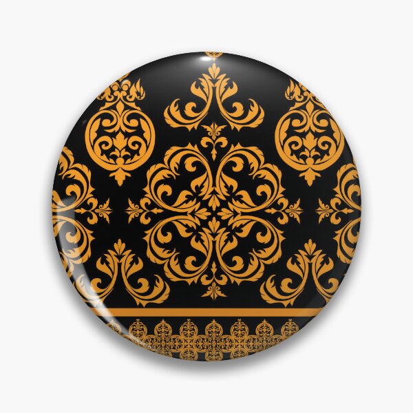 Item preview, Classic Baroque Floral Damask Pattern in Gold and Black designed and sold by PowerAntShop.