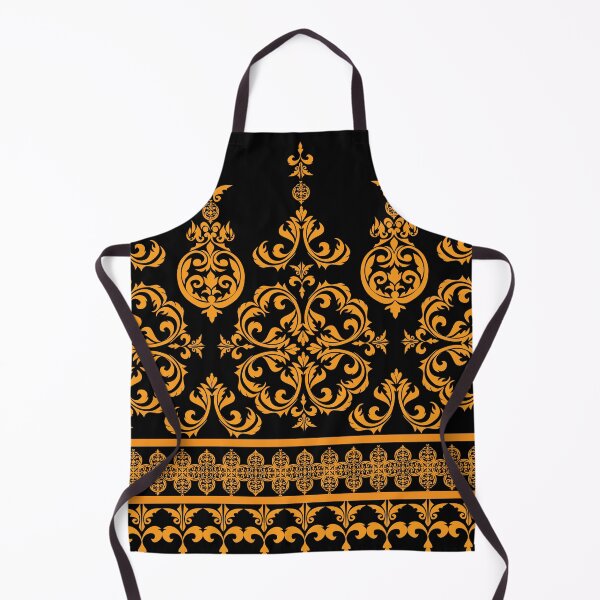 Item preview, Classic Baroque Floral Damask Pattern in Gold and Black designed and sold by PowerAntShop.