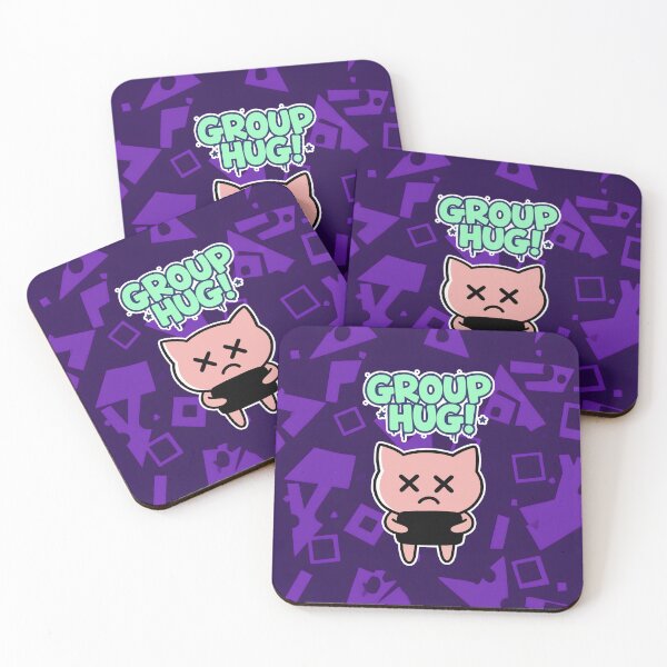 Item preview, Group Hug! Sad Pink Cat Kawaii Cartoon designed and sold by Taridesign.
