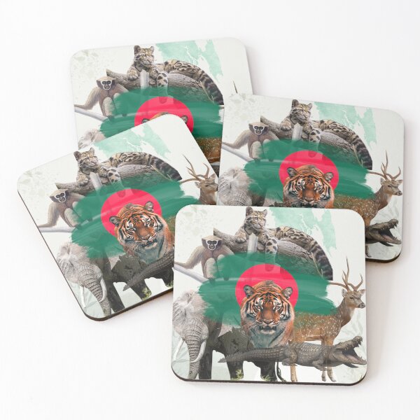 Item preview, Six Iconic Wild Soul of Bangladesh (Royal bengal tiger, rare clouded leopard, spotted deer, gharial, western hoolock gibbon, asian elephant) designed and sold by BigSquareOfficial.