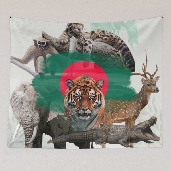 Item preview, Six Iconic Wild Soul of Bangladesh (Royal bengal tiger, rare clouded leopard, spotted deer, gharial, western hoolock gibbon, asian elephant) designed and sold by BigSquareOfficial.