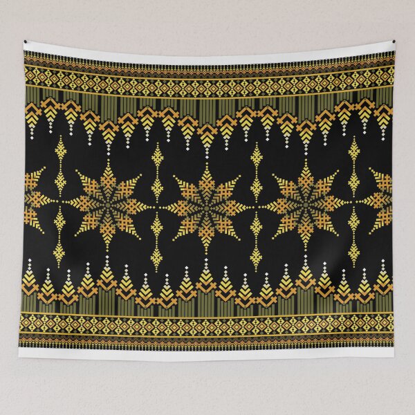 Item preview, Ethnic Star Tribal Pattern Border in Gold on Black Background designed and sold by PowerAntShop.