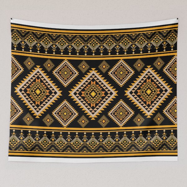 Item preview, Luxury Tribal Geometric Border Pattern in Gold and Black designed and sold by PowerAntShop.